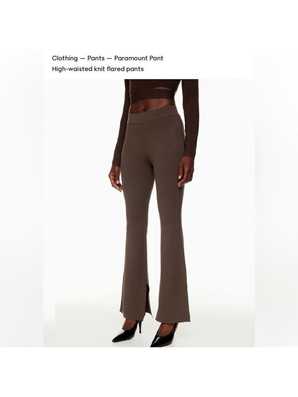 Aritzia Ten by Babaton Paramount Pants High-Waisted Flared Coffee Bean Sz Large